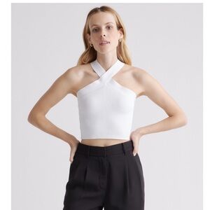 Quince cropped halter ribbed knit tank size large